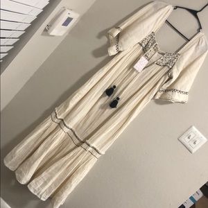 Free People Women’s Maxi Dress Ivory & Navy Large